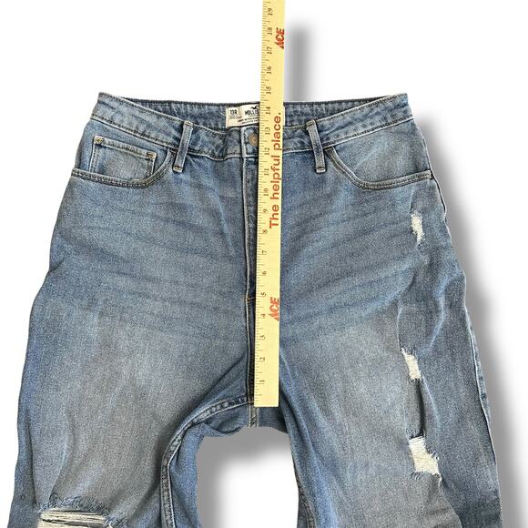 Hollister Curvy Ultra High Rise Dad Jeans 13R W31 L31 Distressed Straight Leg - Picture 3 of 12